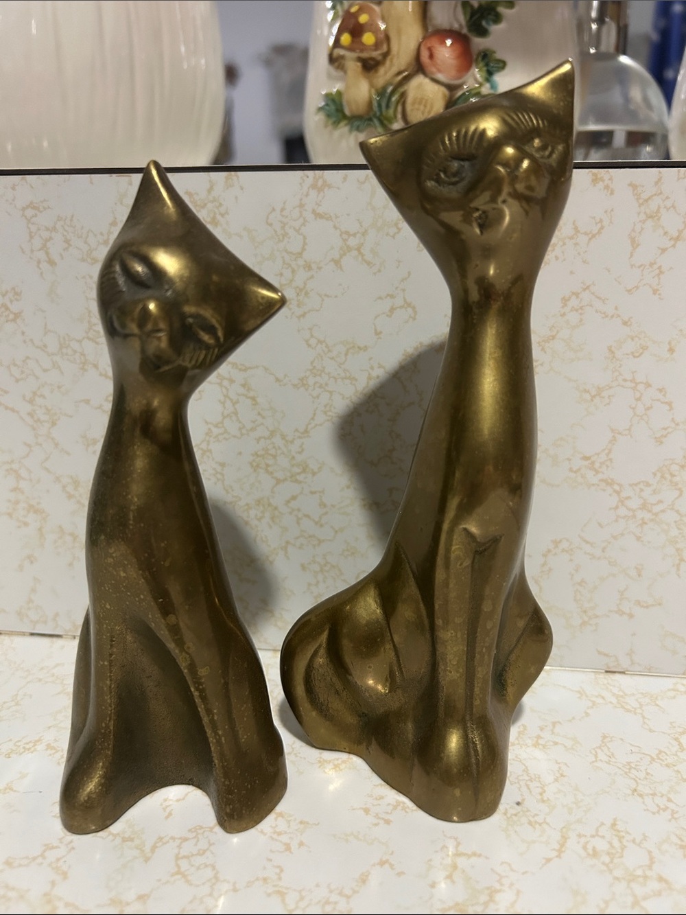 Vintage brass cat - Set of 2